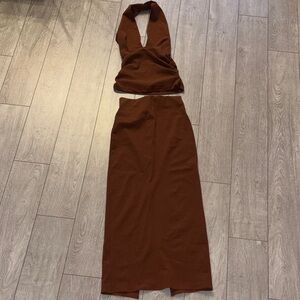 Zara Brown Maxi Skirt and halter top set